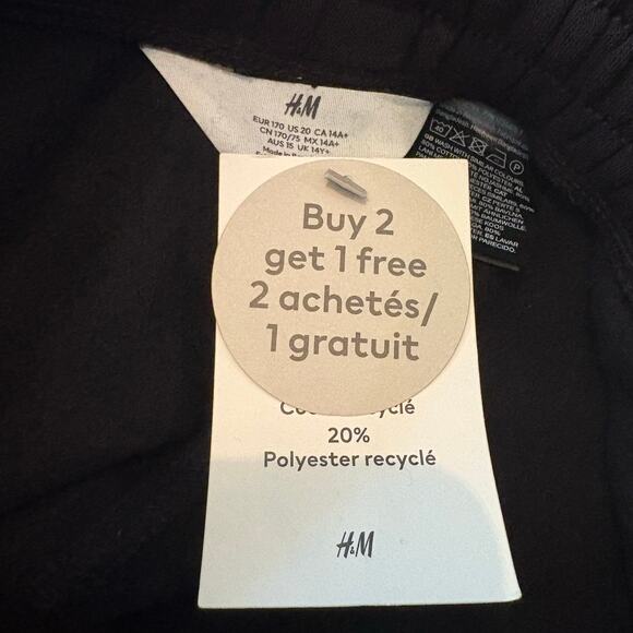 NWT H&M Youth Boys Black Cargo Sweatpants Size 20 Elastic Waist Pockets Joggers - Picture 4 of 5